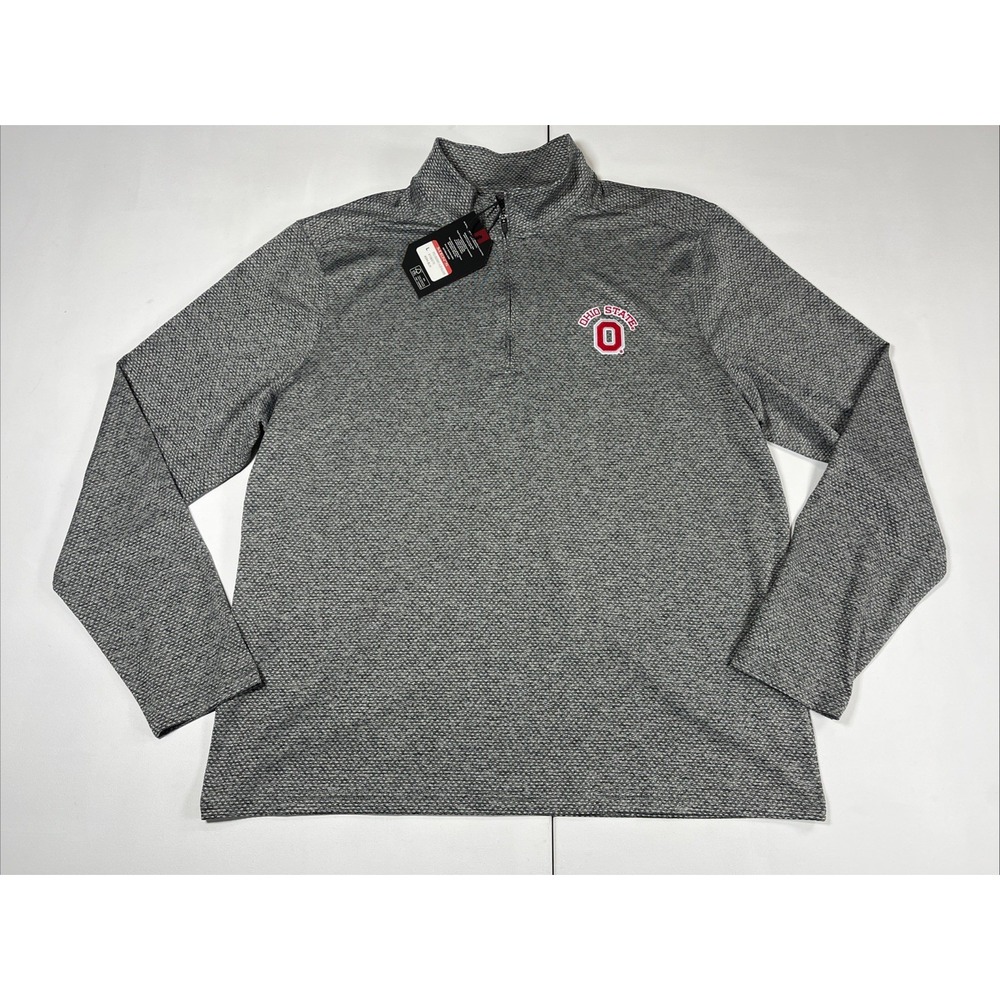 Antigua Embroidered Quarter Zip Ohio State Buckeyes Men's L Gray Football NWT